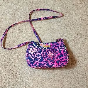 Vera Bradley pink and blue adjustable crossbody purse